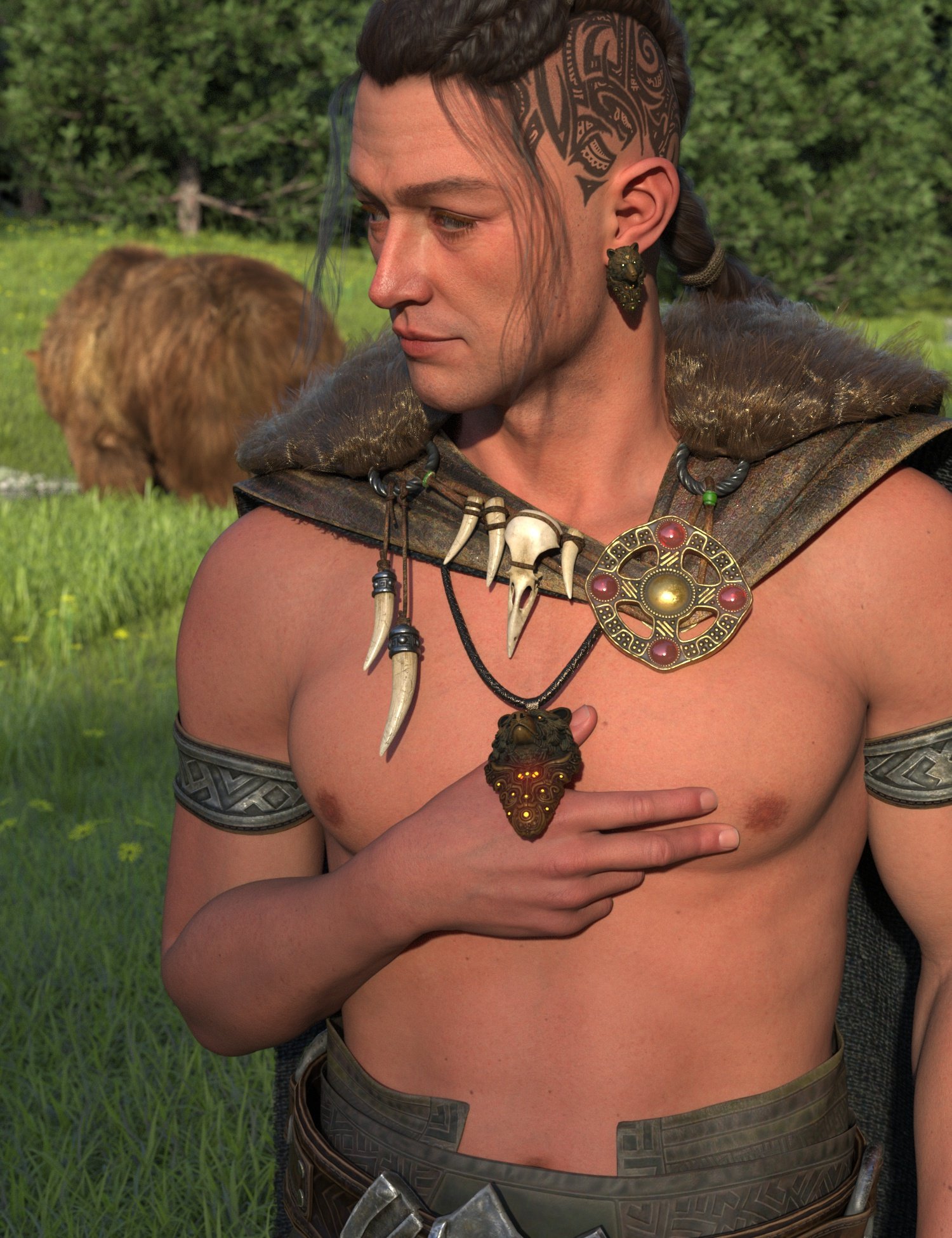 Genesis 9 Totem Jewelry Set: Earrings & Pendant - Image 2