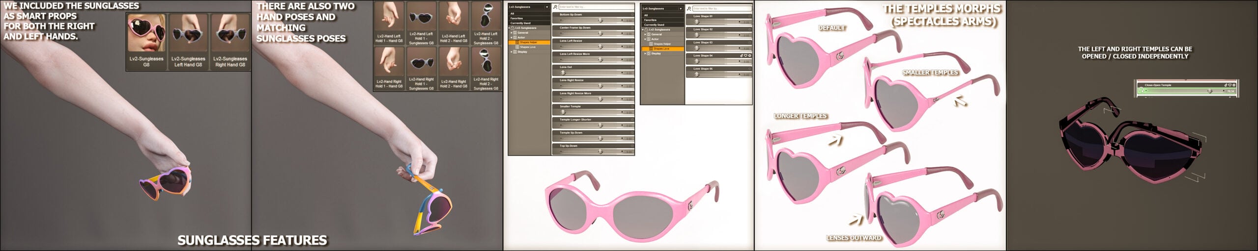 3D sunglasses modeling, shading, and realistic rendering process for product visualization.