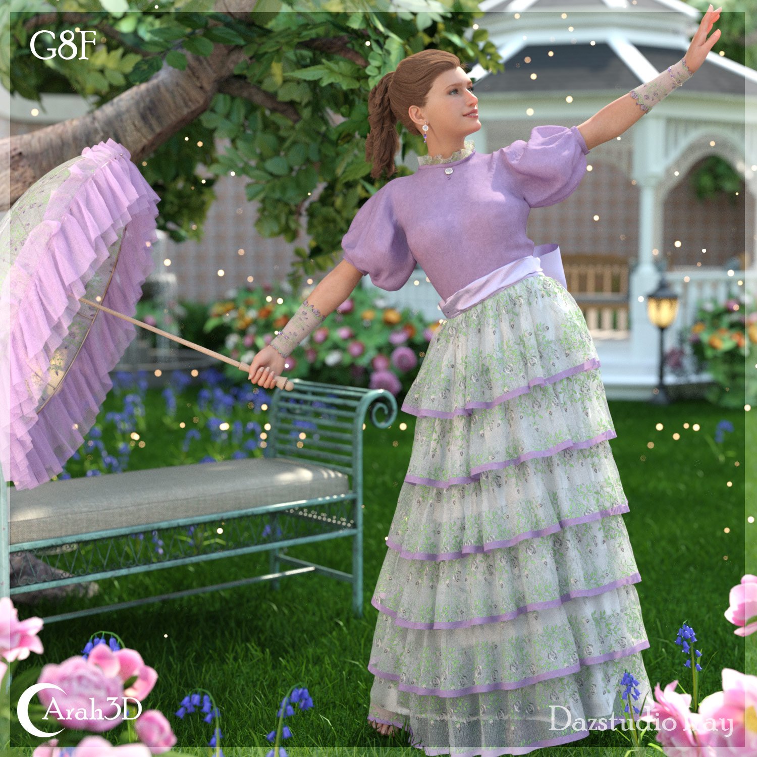 Arah3D Velvet Rose Dress & Accessories for G8F & G9 - Image 5