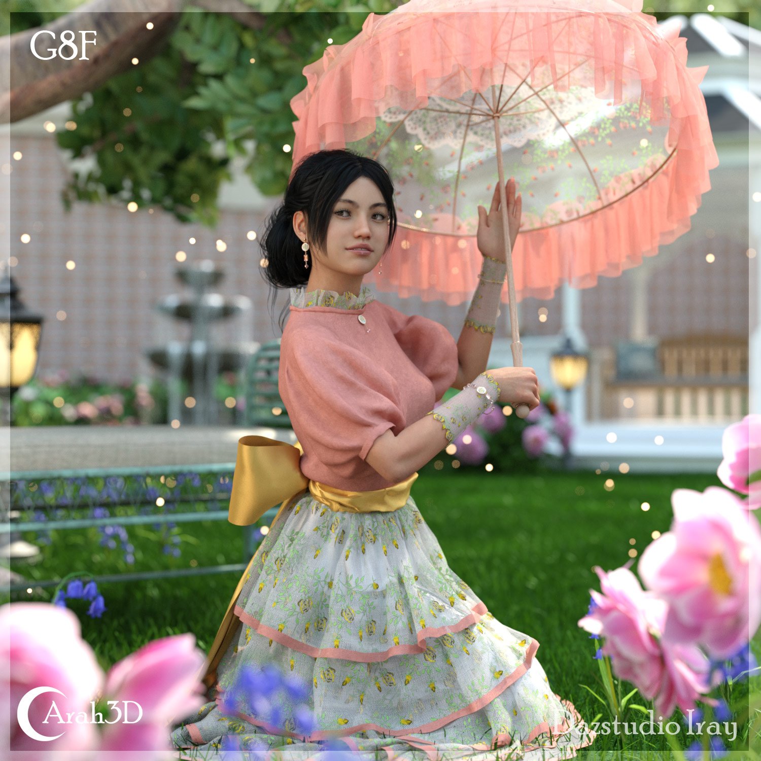 Arah3D Velvet Rose Dress & Accessories for G8F & G9 - Image 6