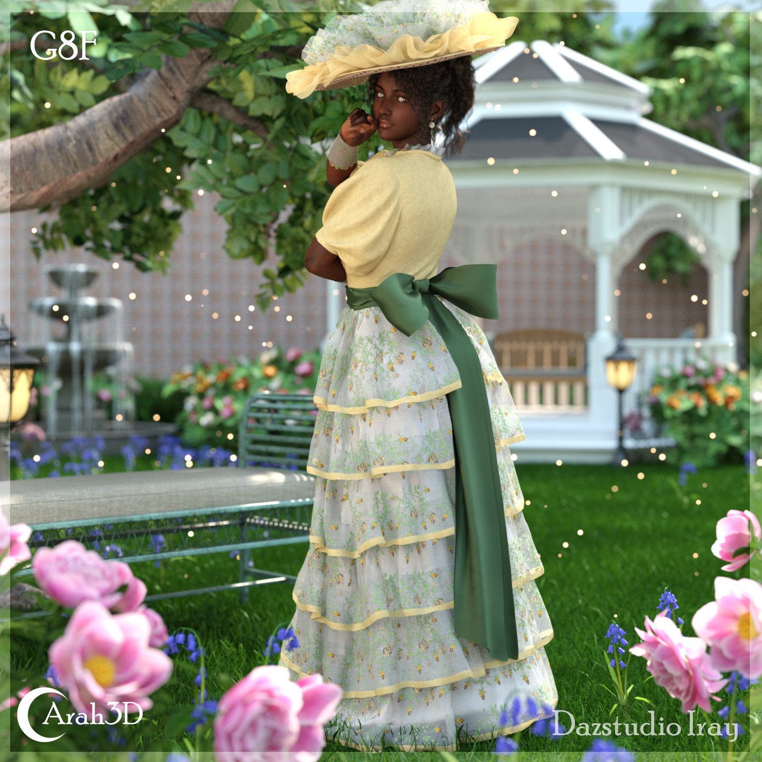 Arah3D Velvet Rose Dress & Accessories for G8F & G9 - Image 8