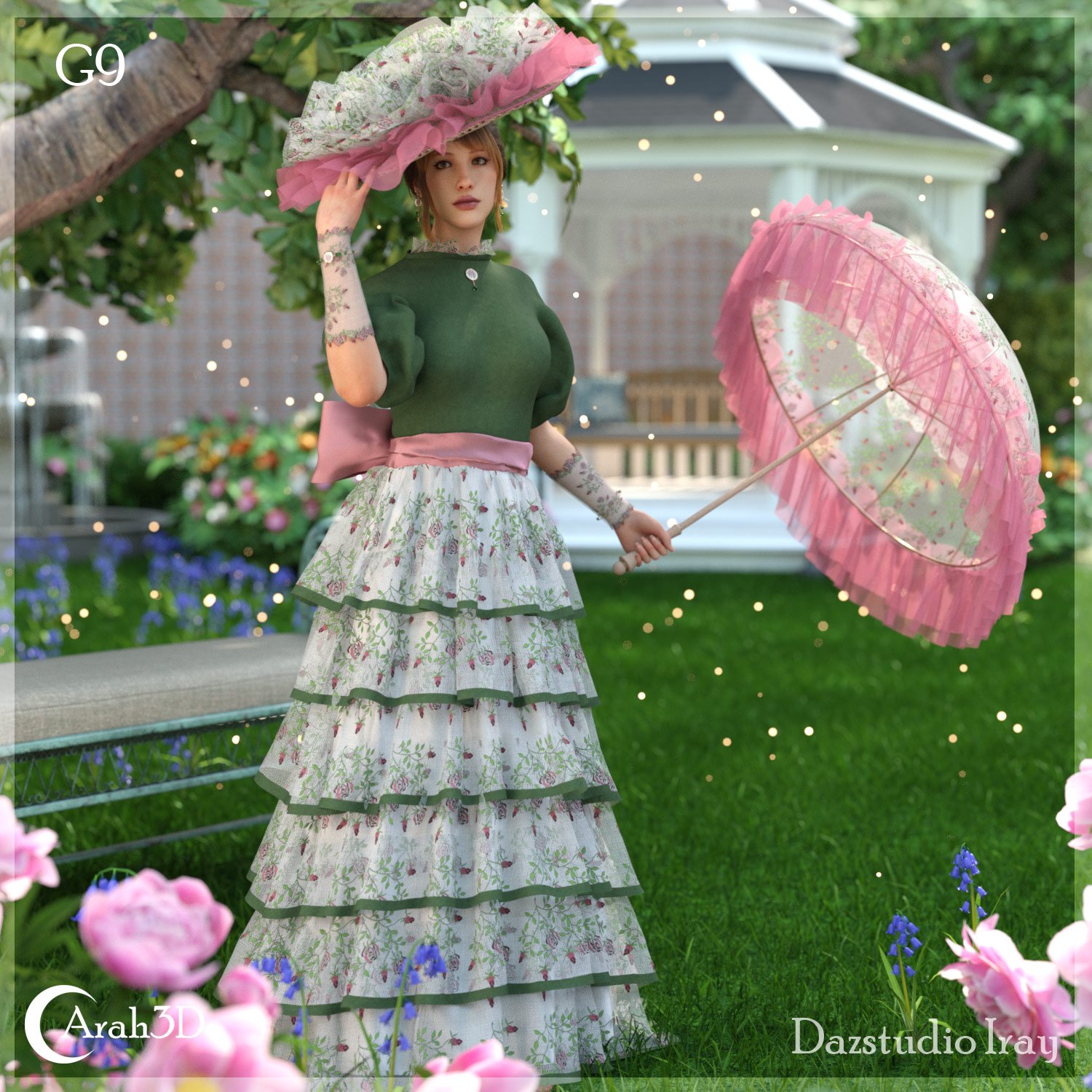 Arah3D Velvet Rose Dress & Accessories for G8F & G9 - Image 10
