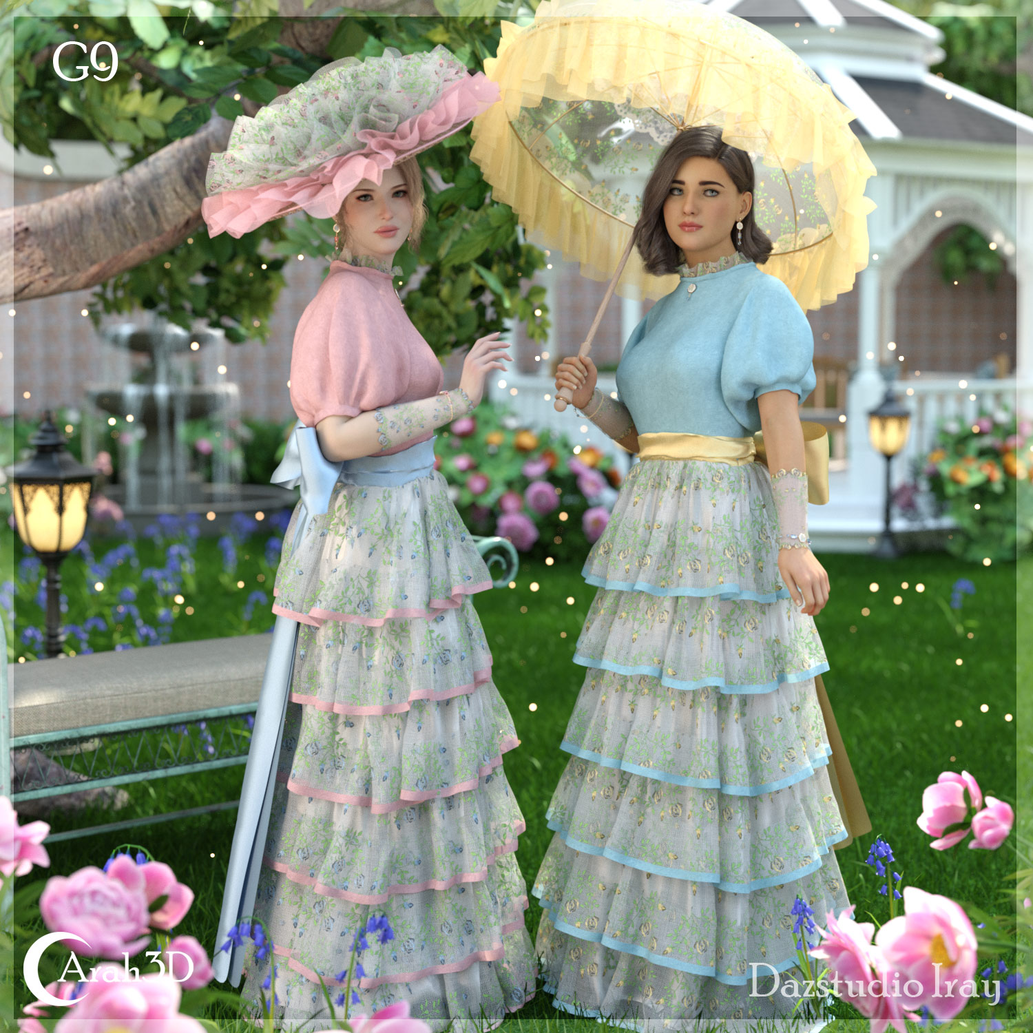 Arah3D Velvet Rose Dress & Accessories for G8F & G9