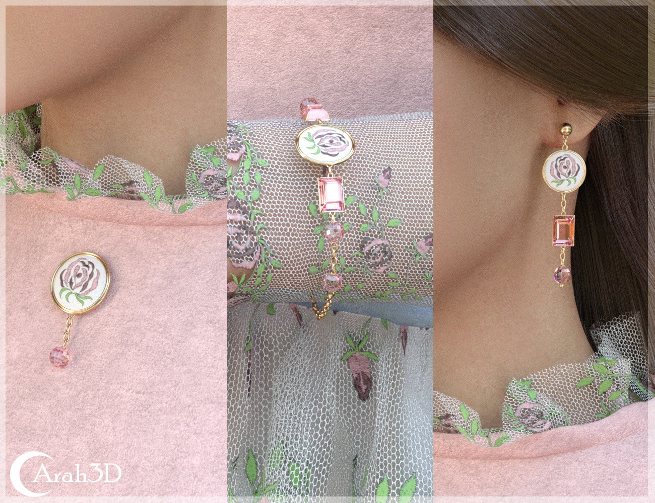 Arah3D Velvet Rose Dress & Accessories for G8F & G9 - Image 15