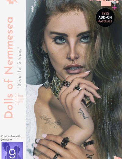 Realistic 3D female character for Genesis 9 from Dolls of Nemnesea, photorealistic and detailed.