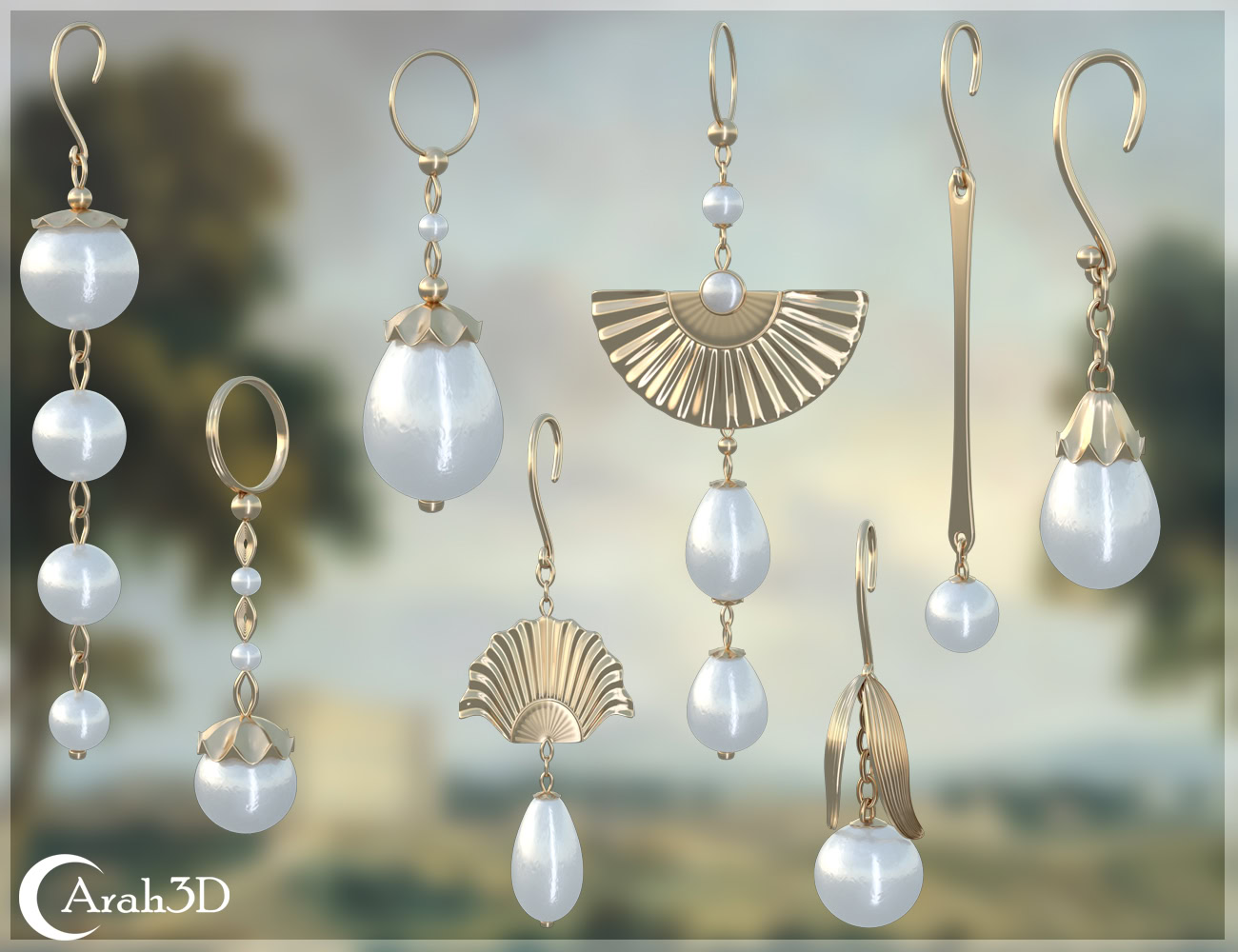 Arah3D Vintage Pearl Earrings Vol.01 for G8F and G9 - Image 3