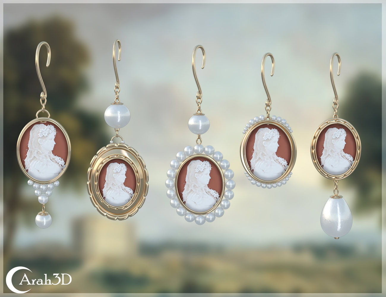 Arah3D Vintage Pearl Earrings Vol.01 for G8F and G9 - Image 4