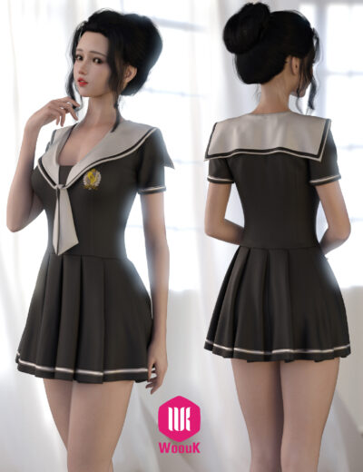 dForce WUK JK Style Short Sleeve Dress for Genesis 8 & 8.1 Female