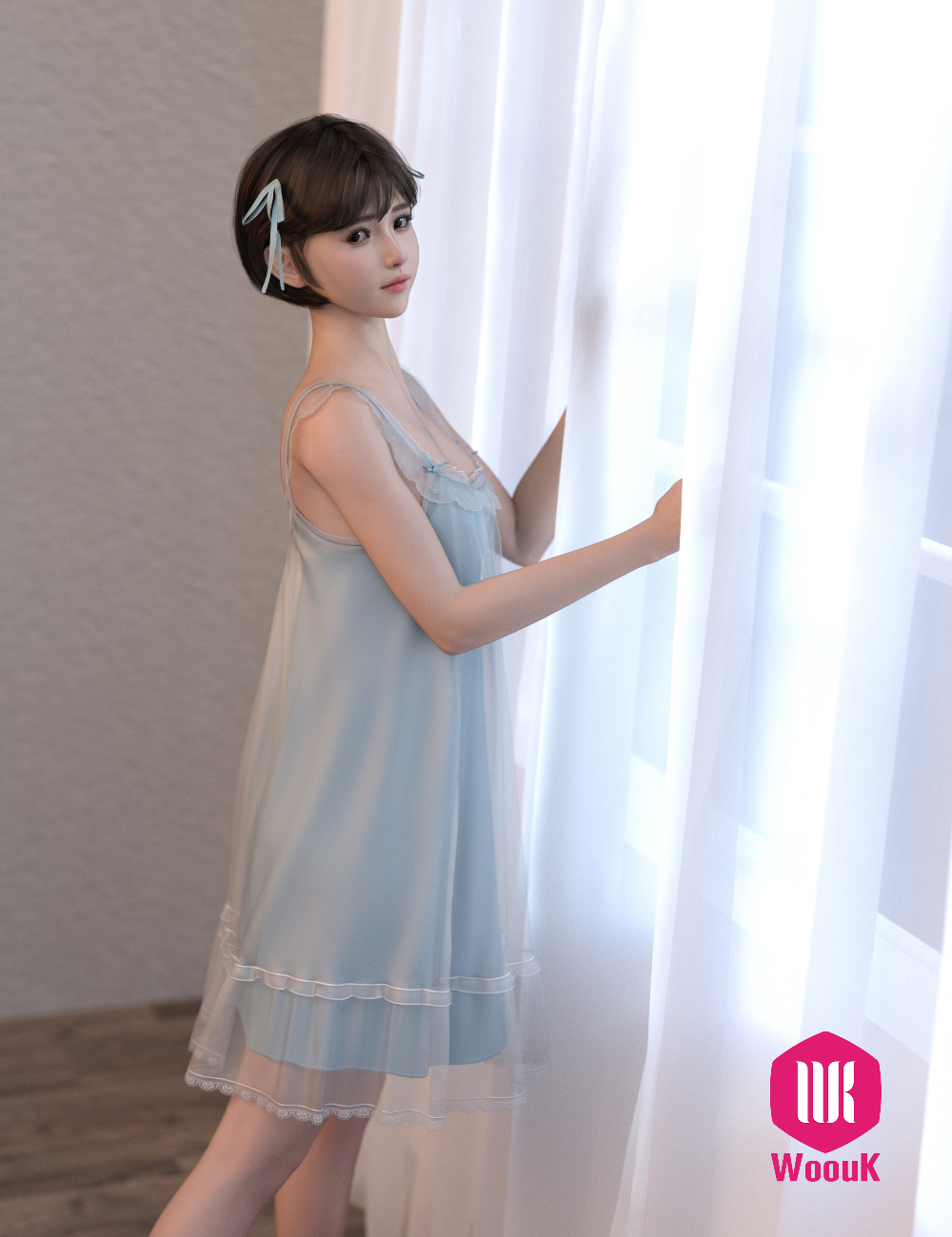 dForce WUK Suspender Lace Nightdress for Genesis 8 & 8.1 Female — Daz Studio Lingerie - Image 3