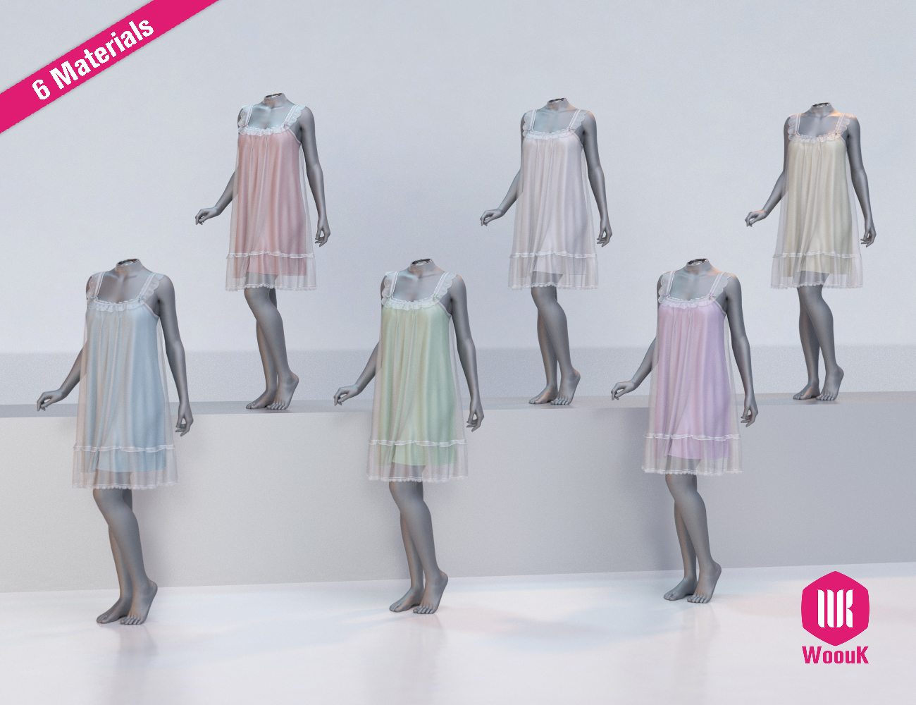 dForce WUK Suspender Lace Nightdress for Genesis 8 & 8.1 Female — Daz Studio Lingerie - Image 7