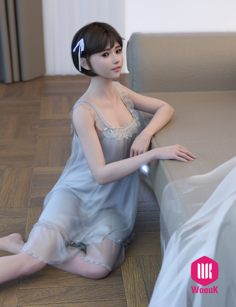 dForce WUK Suspender Lace Nightdress for Genesis 8 & 8.1 Female — Daz Studio Lingerie - Image 10