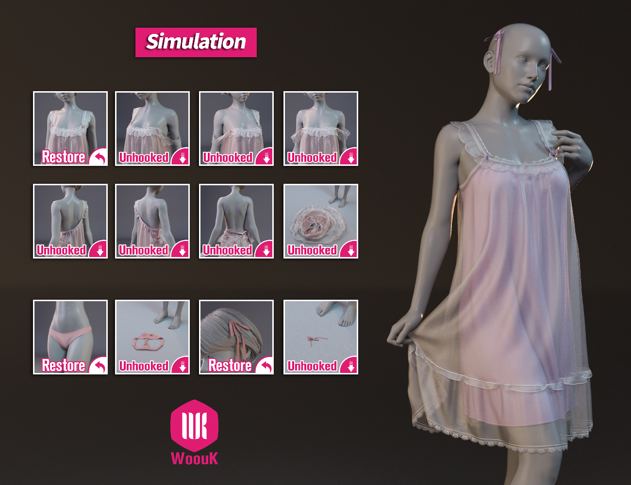 dForce WUK Suspender Lace Nightdress for Genesis 8 & 8.1 Female — Daz Studio Lingerie - Image 11