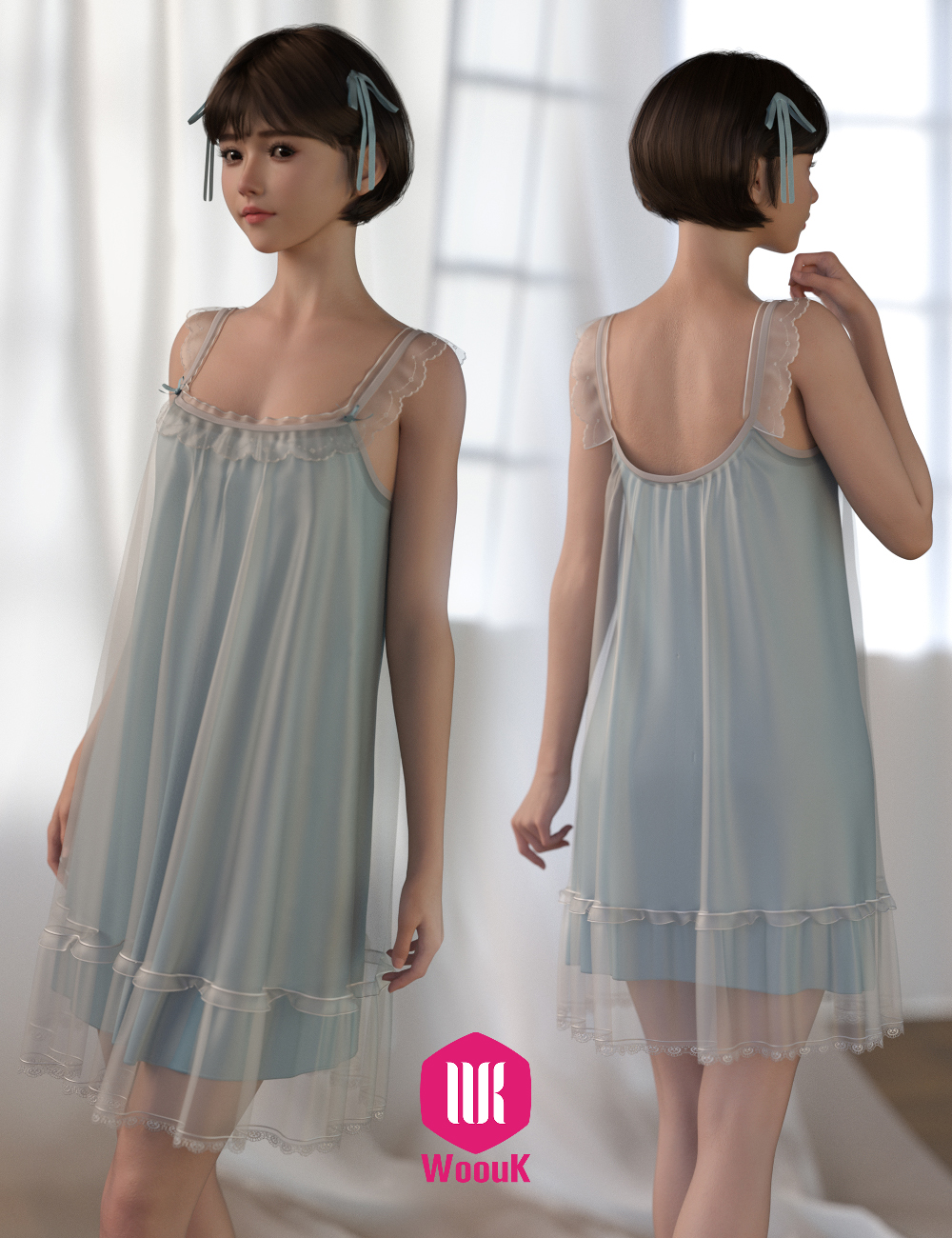 dForce WUK Suspender Lace Nightdress for Genesis 8 & 8.1 Female — Daz Studio Lingerie