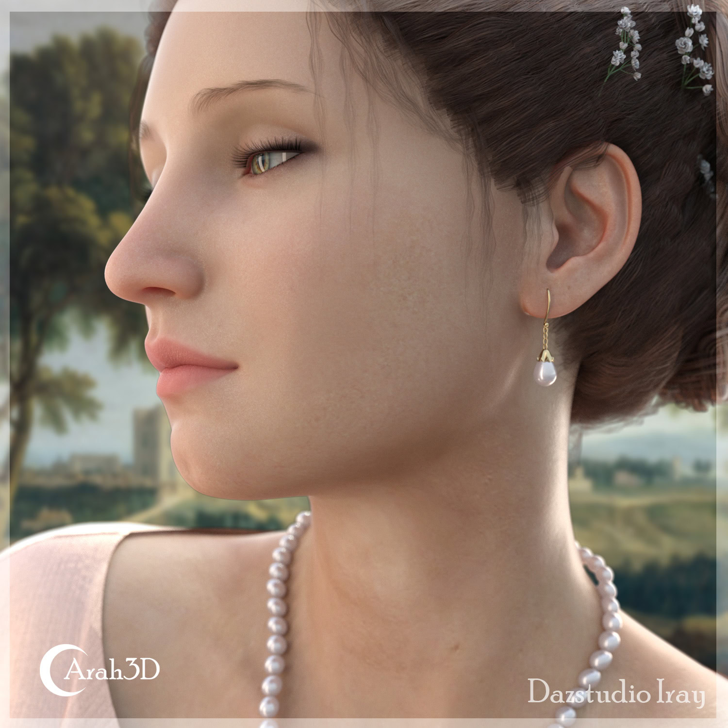 Arah3D Vintage Pearl Earrings Vol.01 for G8F and G9