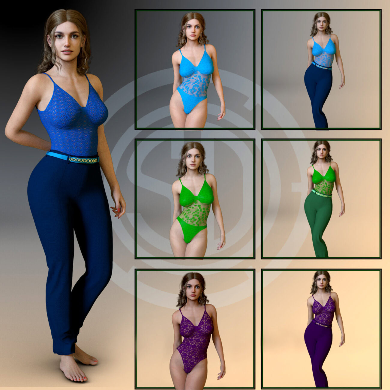 SD Body Pant Set for Genesis 9 and 8 Female - Image 4